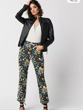 MOTHER High Waisted jeans in a black "Pushing Daisies" floral 27